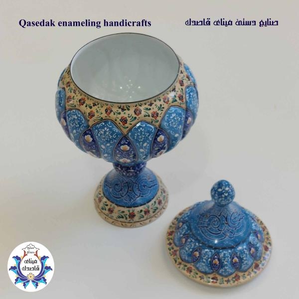 قندان پایه دار میناکاری ۲۳ سانتیمتر کد 7