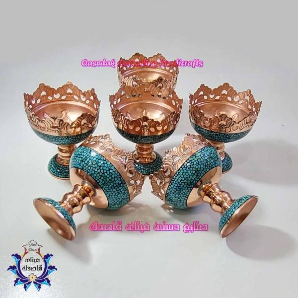 کاسه پایه دار فیروزه کوبی ۹ سانتیمتر کد ۱