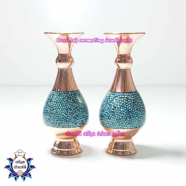 گلدان فیروزه کوبی ۱۳ سانتیمتر کد ۱