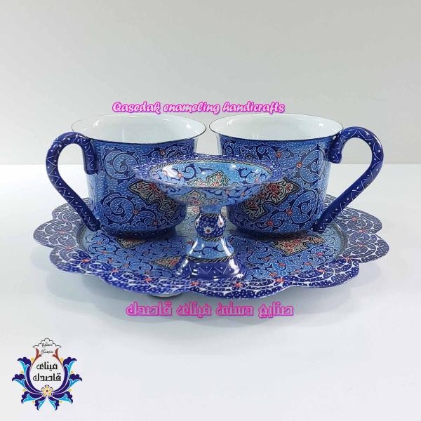 چایخوری 2 نفره میناکاری کد 3 | زیبا و باکیفیت، انتخابی ویژه برای دمنوش‌ها