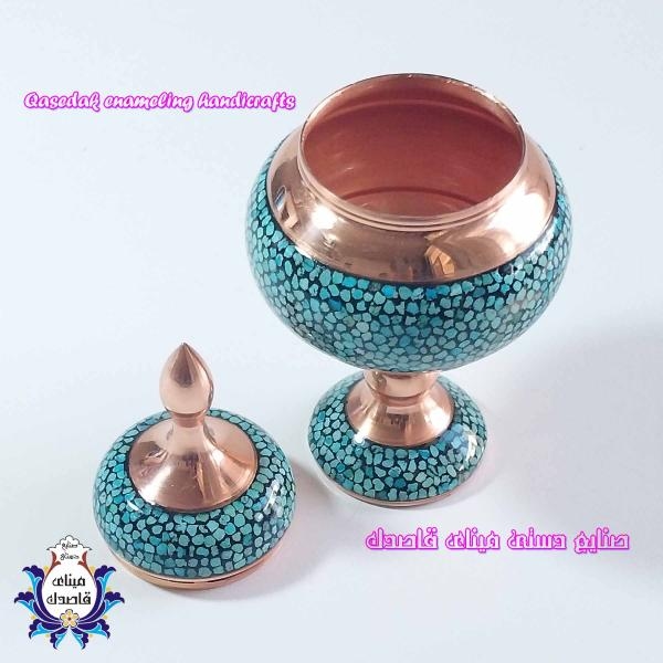 قندان پایه‌دار فیروزه‌کوبی ۱۸ سانتیمتر
