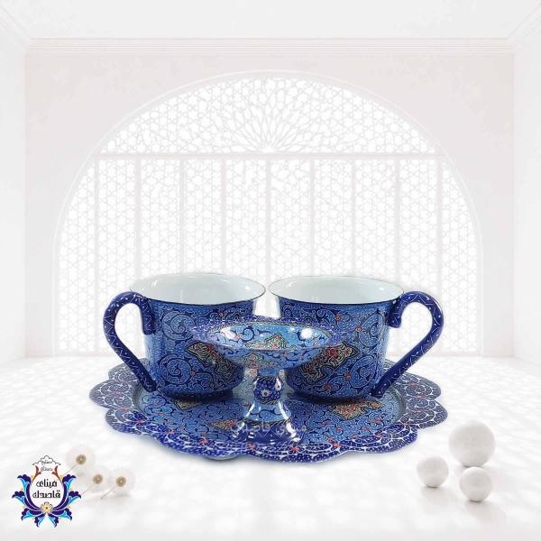 چایخوری 2 نفره میناکاری کد 3 | زیبا و باکیفیت، انتخابی ویژه برای دمنوش‌ها