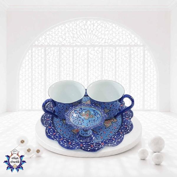چایخوری 2 نفره میناکاری کد 3 | زیبا و باکیفیت، انتخابی ویژه برای دمنوش‌ها