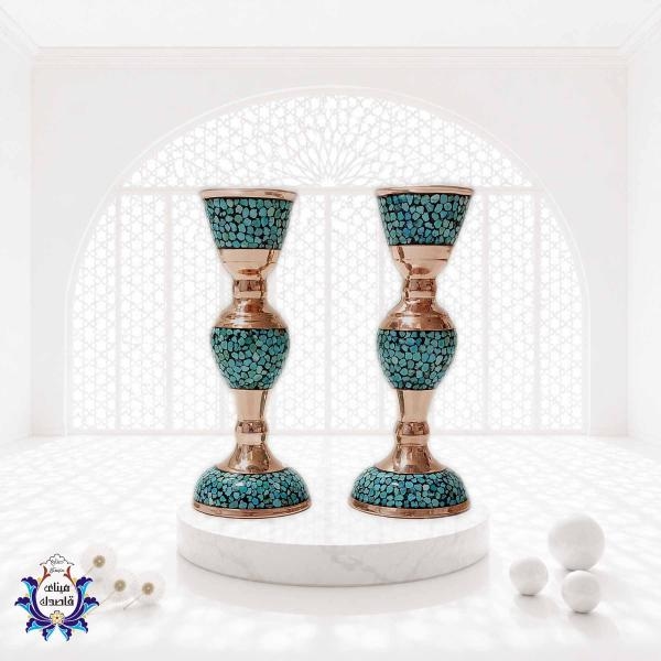 آیینه و شمعدان فیروزه کوبی ۳۲cm کد ۲