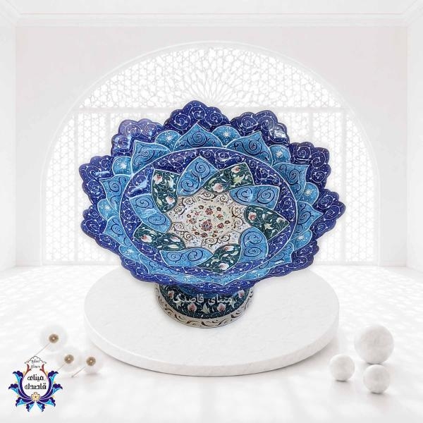 بشقاب پایه دار میناکاری ۲۰ سانتیمتر  کد ۲۱۰۲