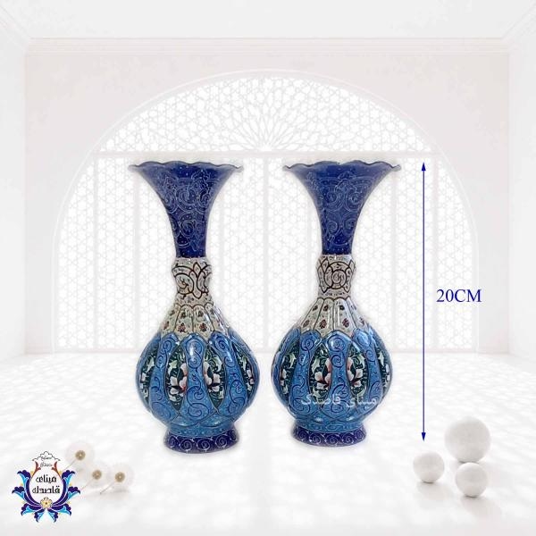 گلدان میناکاری پاپیونی ۲۰ سانتیمتر  کد ۲۵۶۵