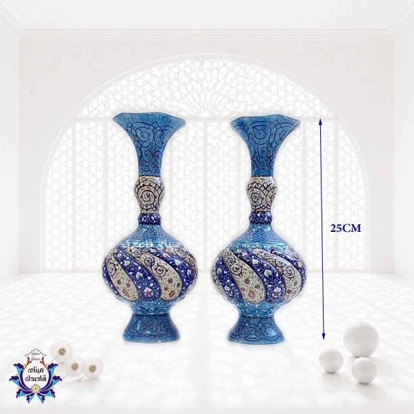 گلدان میناکاری پاپیونی ۲۵ سانتیمتری  کد ۲۶۰۳