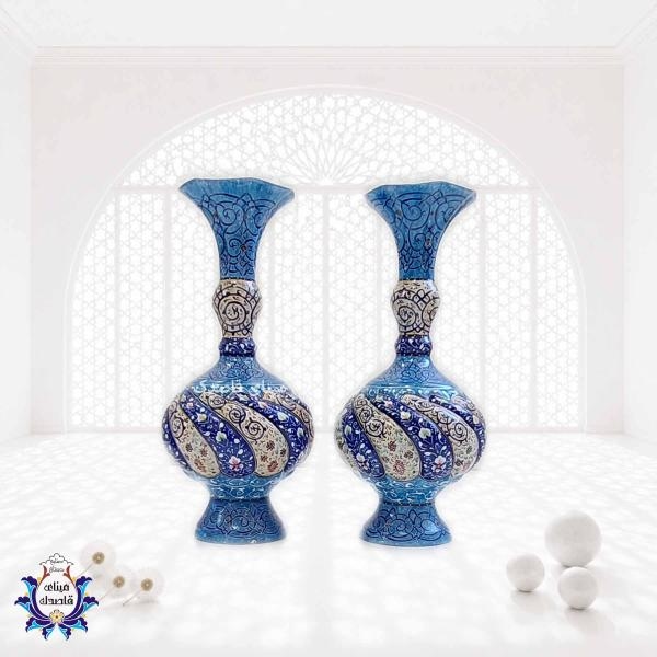 گلدان میناکاری پاپیونی ۲۵ سانتیمتری  کد ۲۶۰۳