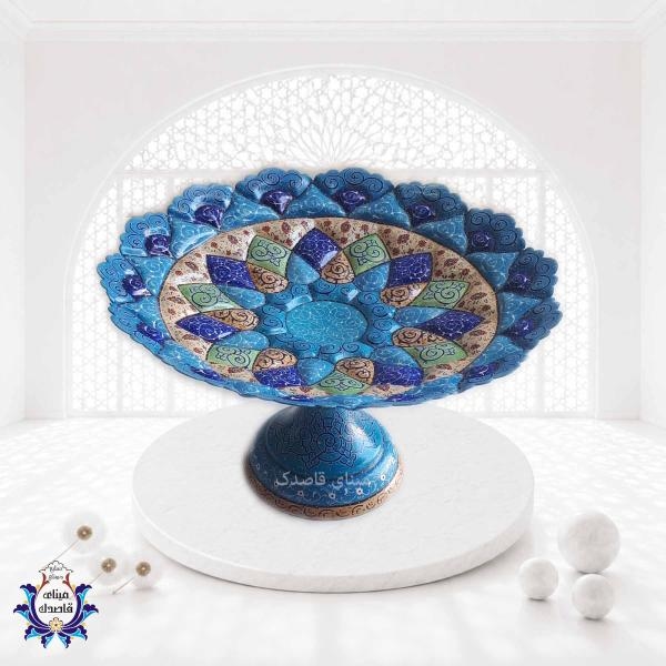 بشقاب پایه دار میناکاری ۳۰ سانتیمتر کد ۲۱۸۷