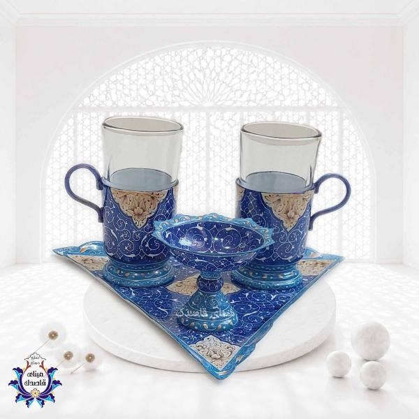 سرویس چایخوری دو نفره میناکاری کد ۴