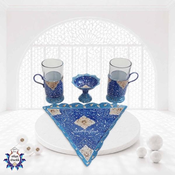 سرویس چایخوری دو نفره میناکاری کد ۴