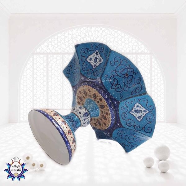 بشقاب پایه دار گلبرگی میناکاری ۲۵ سانتیمتر کد ۲۷۷۴