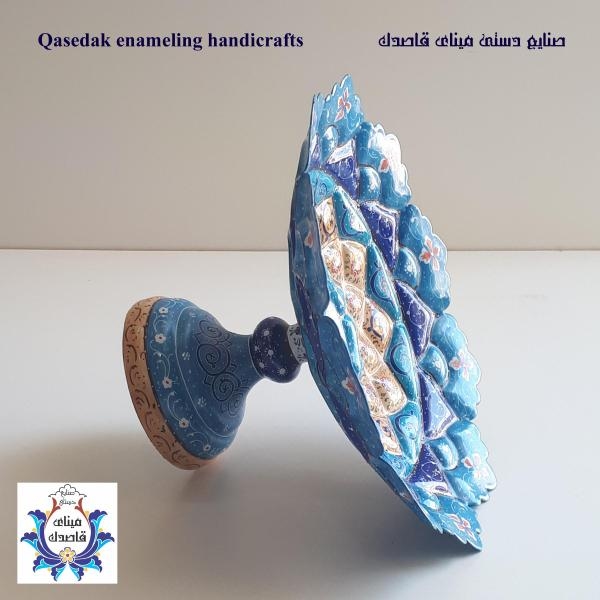 بشقاب پایه دار میناکاری ۲۰ سانتیمتر کد ۲۱۰۰