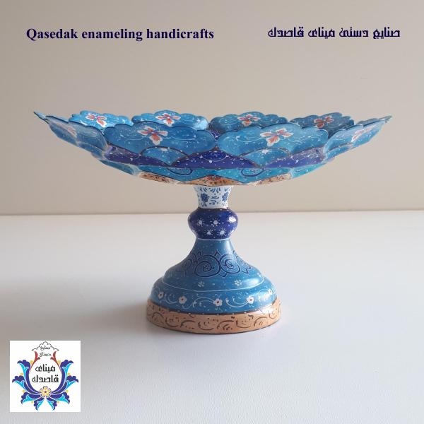 بشقاب پایه دار میناکاری ۲۰ سانتیمتر کد ۲۱۰۰