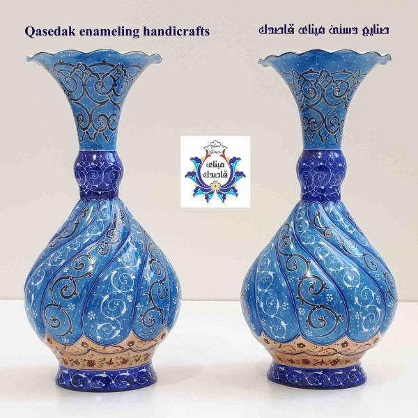 گلدان میناکاری پاپیونی ۲۰ سانتیمتر کد ۲۵۶۰