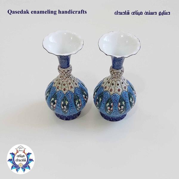 گلدان میناکاری پاپیونی ۲۰ سانتیمتر  کد ۲۵۶۵