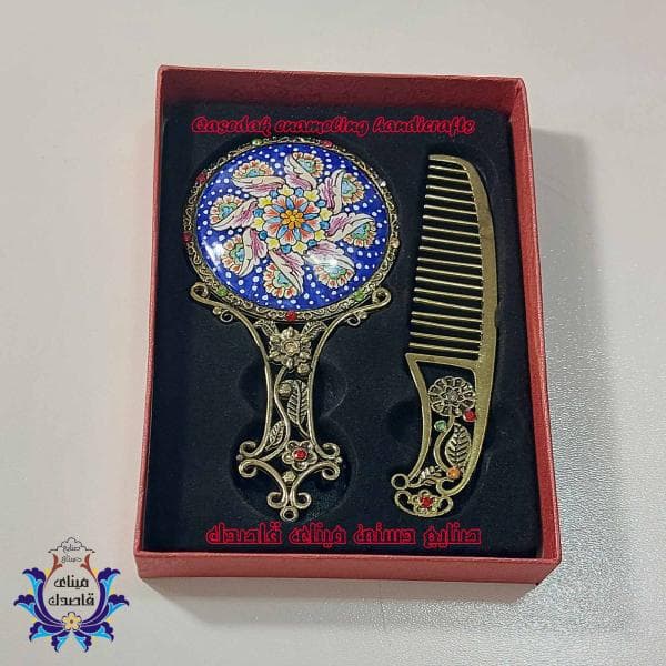 ست شانه وآیینه میناکاری