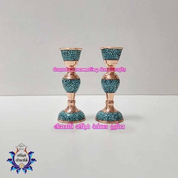 آیینه و شمعدان فیروزه کوبی ۳۲cm کد ۲