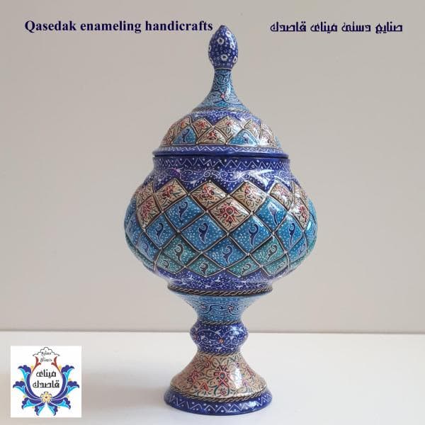 قندان پایه دار میناکاری ۲۳ سانتیمتر کد9