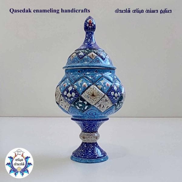 قندان پایه دار میناکاری ۲۳ سانتیمتر کد ۶