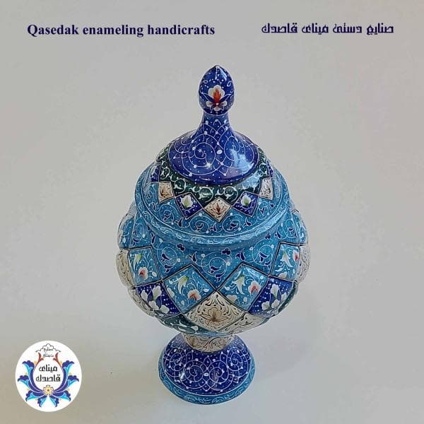 قندان پایه دار میناکاری ۲۳ سانتیمتر کد ۶