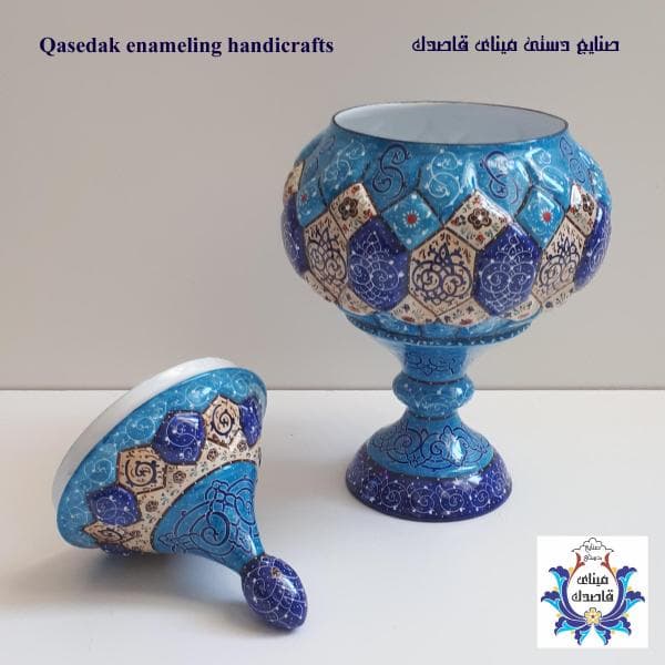 قندان پایه دار میناکاری ۳۰ سانتیمتر کد18