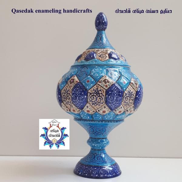 قندان پایه دار میناکاری ۳۰ سانتیمتر کد18