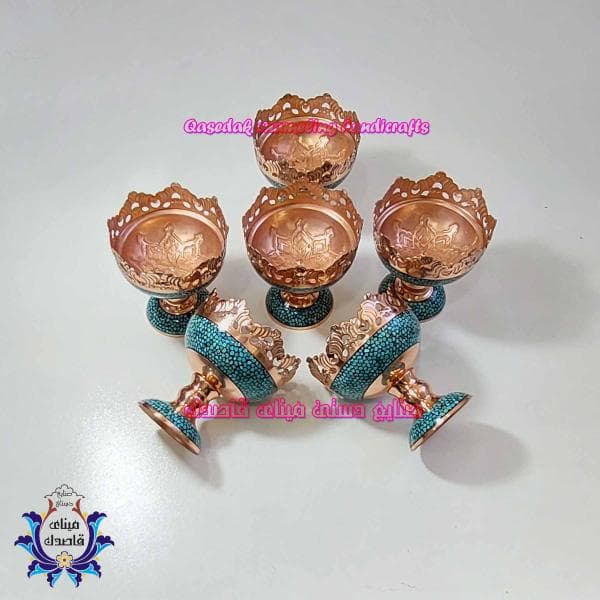 کاسه پایه دار فیروزه کوبی ۹ سانتیمتر کد ۱