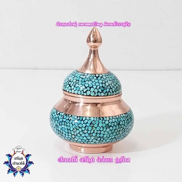 قندان فیروزه‌کوبی سایز ۱۵ سانتی‌متر؛ ظرافت هنر ایرانی در ابعادی کاربردی