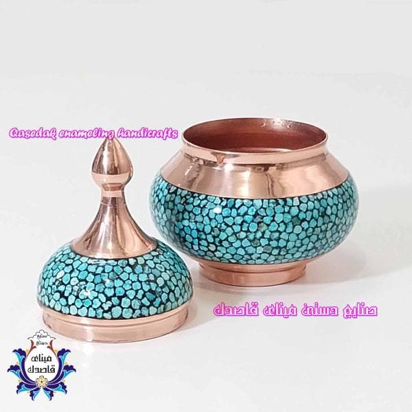 قندان فیروزه‌کوبی سایز ۱۵ سانتی‌متر؛ ظرافت هنر ایرانی در ابعادی کاربردی
