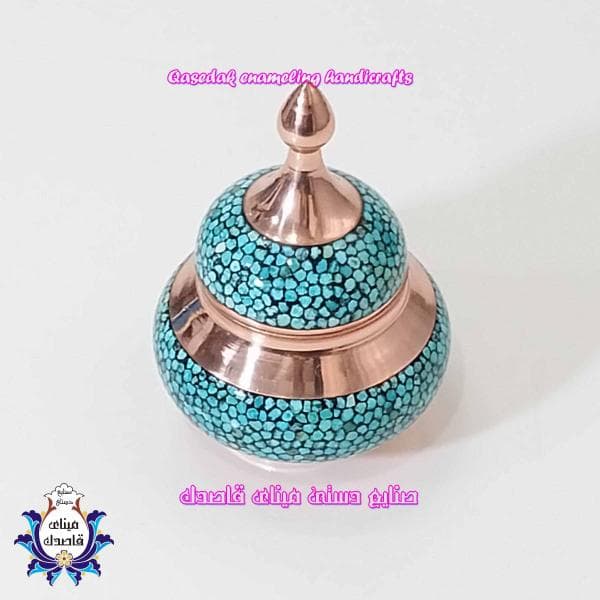 قندان فیروزه‌کوبی سایز ۱۵ سانتی‌متر؛ ظرافت هنر ایرانی در ابعادی کاربردی