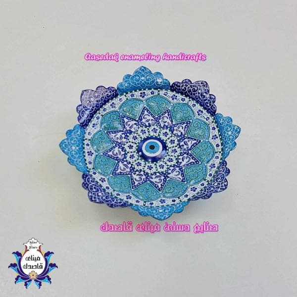 بشقاب چشم و نظر میناکاری16 سانتی‌متر طرح «نگاه اصیل ایرانی»