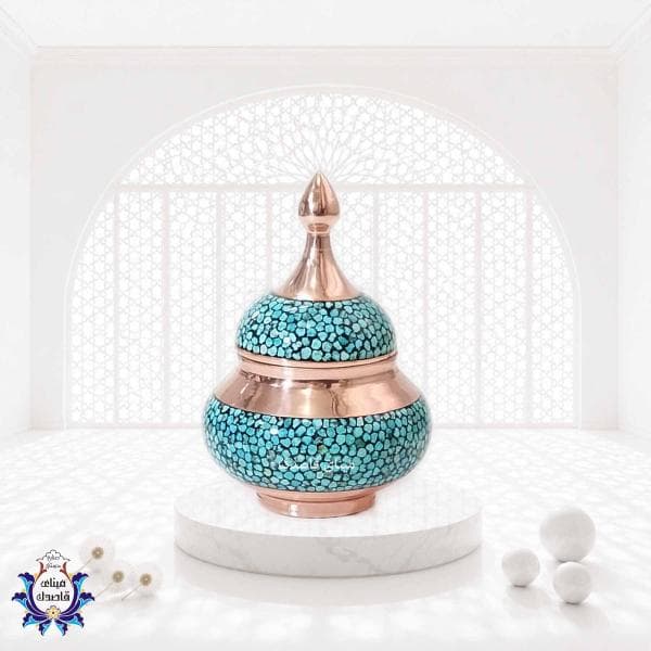 قندان فیروزه‌کوبی سایز ۱۵ سانتی‌متر؛ ظرافت هنر ایرانی در ابعادی کاربردی