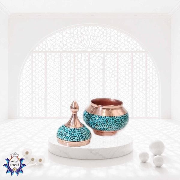 قندان فیروزه‌کوبی سایز ۱۵ سانتی‌متر؛ ظرافت هنر ایرانی در ابعادی کاربردی