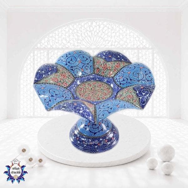 بشقاب پایه‌دار گلبرگی 20 سانتیمتر کد 2775 | طراحی زیبا و کاربردی برای میز شما