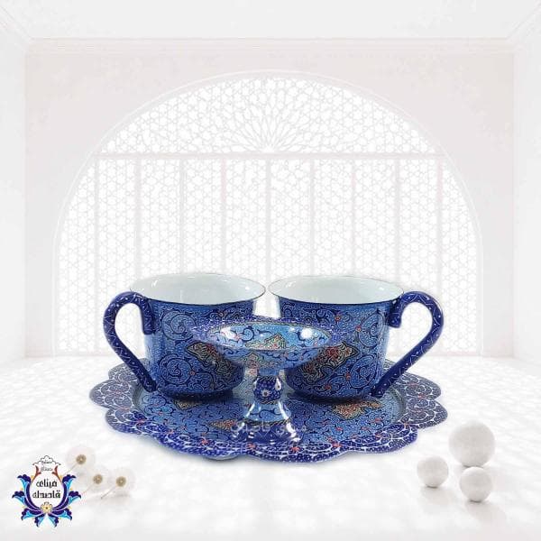چایخوری 2 نفره میناکاری کد 3 | زیبا و باکیفیت، انتخابی ویژه برای دمنوش‌ها