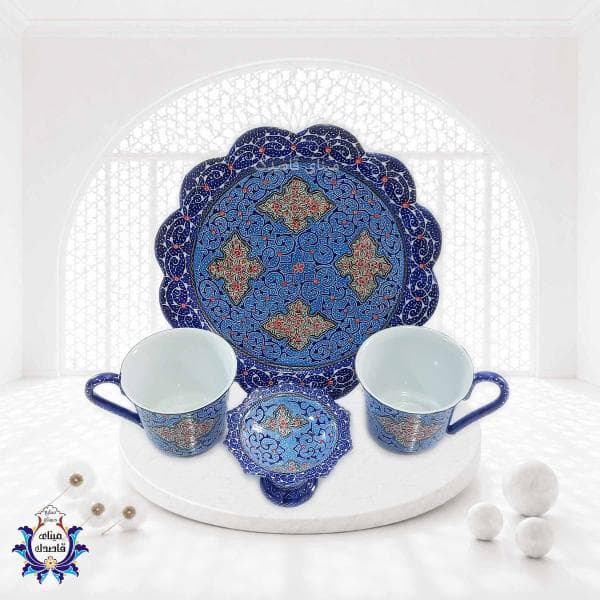 چایخوری 2 نفره میناکاری کد 3 | زیبا و باکیفیت، انتخابی ویژه برای دمنوش‌ها
