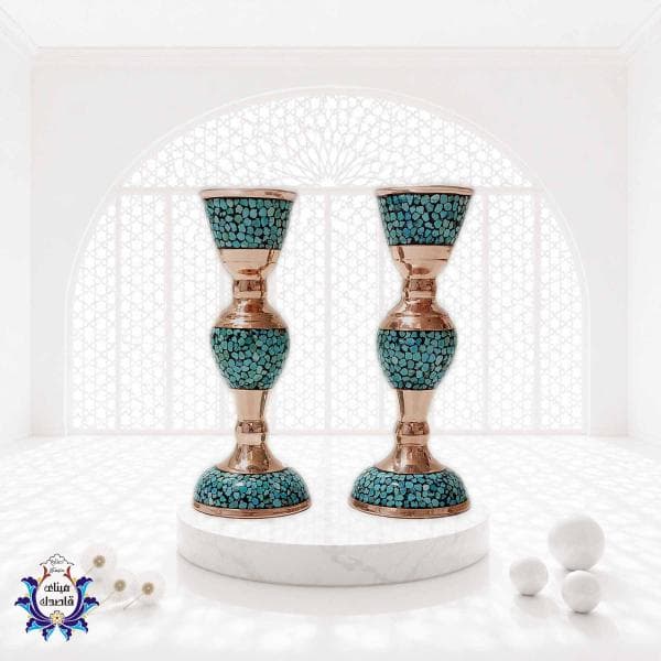 آیینه و شمعدان فیروزه کوبی ۳۲cm کد ۲