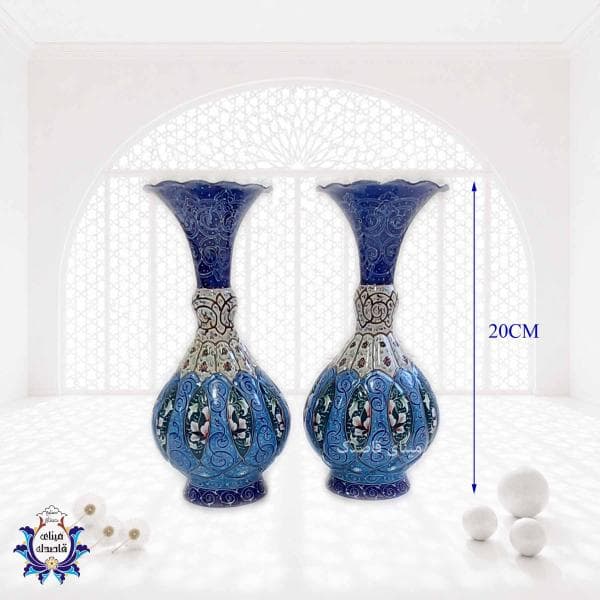 گلدان میناکاری پاپیونی ۲۰ سانتیمتر  کد ۲۵۶۵