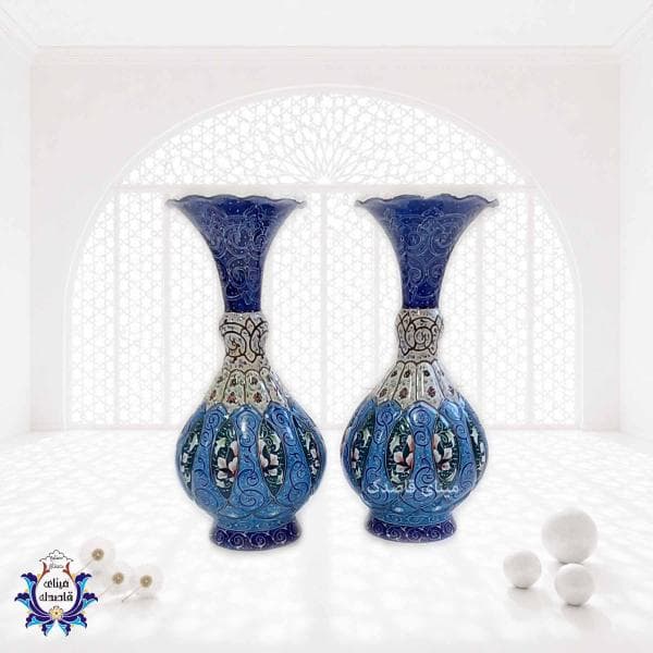 گلدان میناکاری پاپیونی ۲۰ سانتیمتر  کد ۲۵۶۵