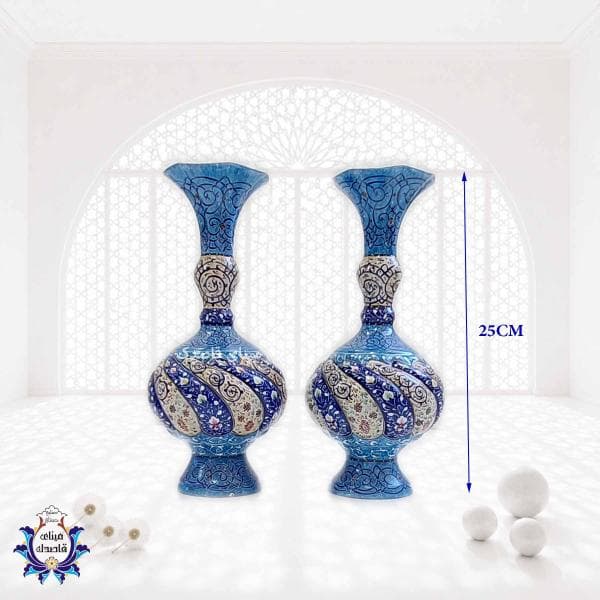 گلدان میناکاری پاپیونی ۲۵ سانتیمتری  کد ۲۶۰۳