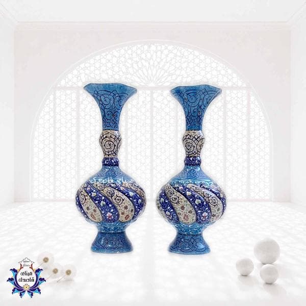 گلدان میناکاری پاپیونی ۲۵ سانتیمتری  کد ۲۶۰۳