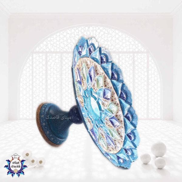 بشقاب پایه دار میناکاری ۳۰ سانتیمتر کد ۲۱۸۷