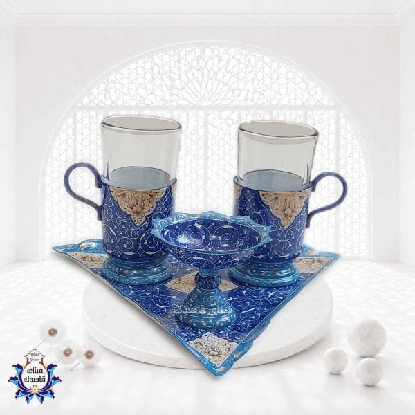 سرویس چایخوری دو نفره میناکاری کد ۴
