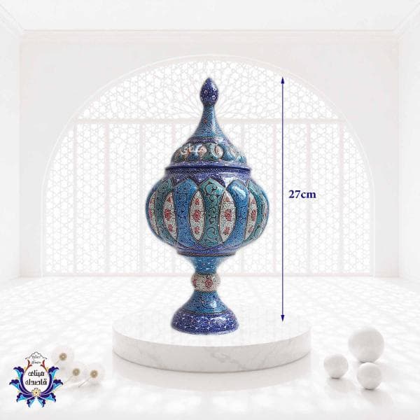 قندان پایه دار میناکاری ۲۵ سانتیمتر کد 26