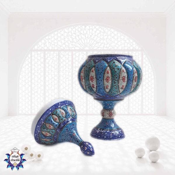 قندان پایه دار میناکاری ۲۵ سانتیمتر کد 26