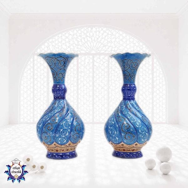 گلدان میناکاری پاپیونی ۲۰ سانتیمتر کد ۲۵۶۰