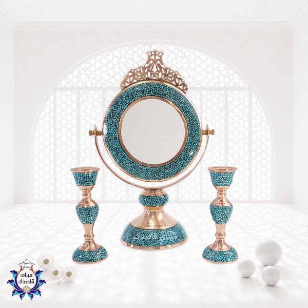 آینه و شمعدان فیروزه‌کوبی کد 3