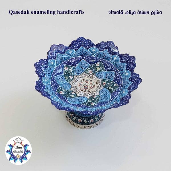 بشقاب پایه دار میناکاری ۲۰ سانتیمتر  کد ۲۱۰۲