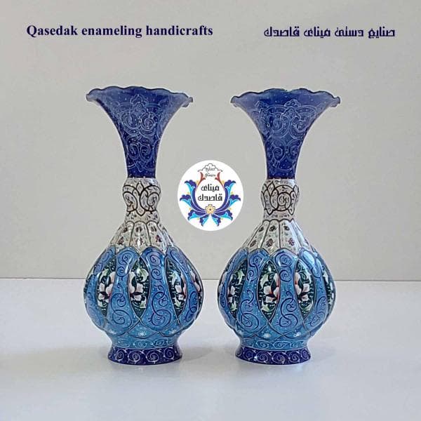 گلدان میناکاری پاپیونی ۲۰ سانتیمتر  کد ۲۵۶۵